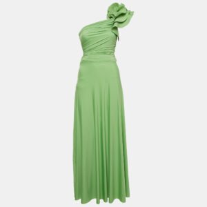 maygel coronel green jersey one shoulder maxi dress one size