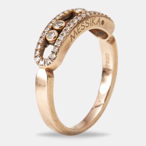 messika baby move pav&eacute; diamond 18k rose gold ring size 52