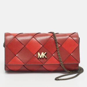 luxury-women-michael-kors-used-handbags-p1192577-012.jpg michael kors red woven leather mott east west chain clutch