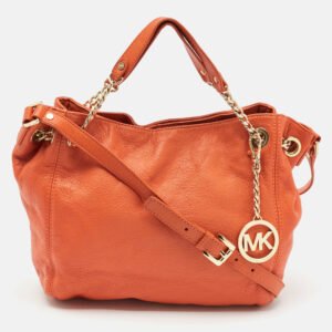 michael michael kors orange leather chain top handle bag