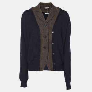 miu miu deep navy/brown wool blend sweater m