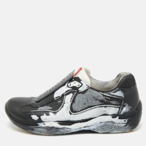 prada multicolor leather and mesh america's lace up sneakers size 37.5