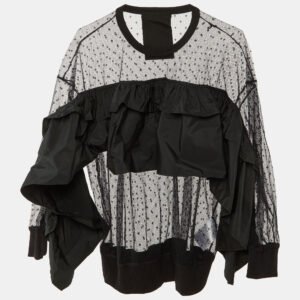 luxury-women-red-valentino-new-clothes-p1201466-001.jpg red valentino black pointelle tulle & taffeta ruffled top xs