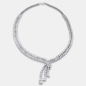 42.8 cts pear marquise round 18k white gold lab grown diamonds necklace