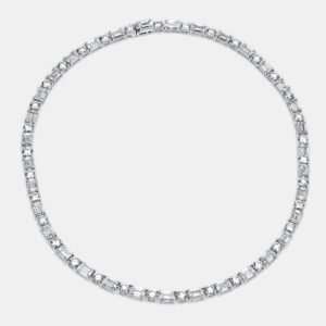 54 cts round emerald 18k white gold lab grown diamonds necklace