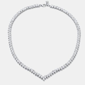 30.5 cts marquise 18k white gold lab grown diamonds necklace