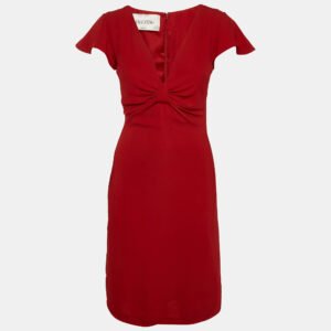 valentino red crepe cap sleeve short dress s