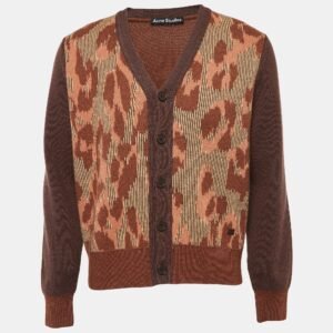 acne studios brown patterned wool knit cardigan m