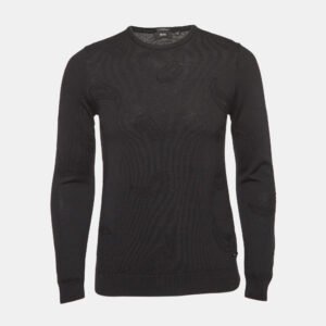 boss by hugo boss black paisley pattern knit slim fit sweater m