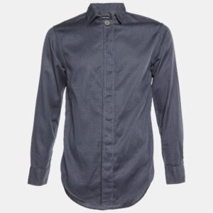 giorgio armani grey patterned cotton buttoned up shirt m