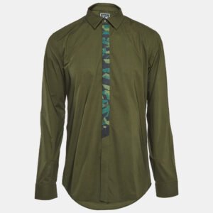 kenzo green cotton button front shirt xl