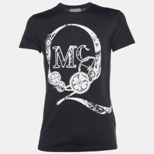 mcq by alexander mcqueen black logo print cotton crew neck t-shirt s