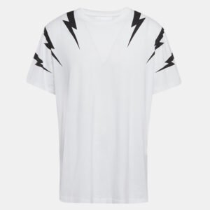 neil barrett white printed cotton knit t-shirt xxl