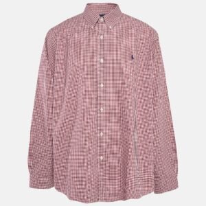 ralph lauren red gingham poplin lon sleeve shirt xxl