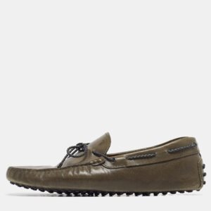 luxury-men-tods-used-shoes-p1003653-003.jpg tod's dark green leather bow loafers size 43