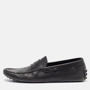 tod's for ferrari black leather slip on loafers size 41