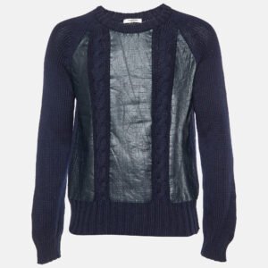 valentino navy blue printed wool knit jumper xs