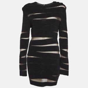 luxury-women-balmain-used-clothes-p1032145-002.jpg balmain black open knit long sleeve mini dress l