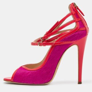 brian atwood pink calf hair and patent leather stellah pumps size 37.5