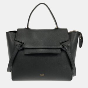 celine black leather micro belt bag