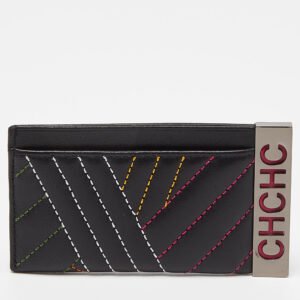 ch carolina herrera black quilted leather card holder