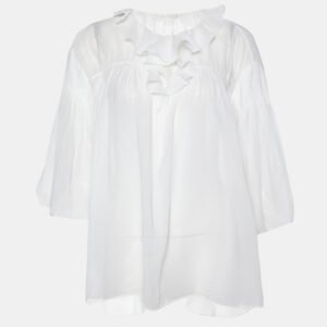 luxury-women-chloe-used-clothes-p1005758-001.jpg chloe off-white cotton pleated loose fit top m
