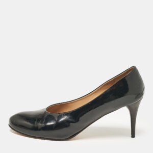 chloe black leather round toe pumps size 41
