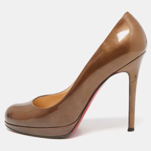christian louboutin brown patent new simple platform pumps size 37