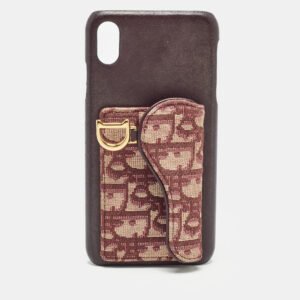 dior burgundy oblique canvas and leather iphone xs max case