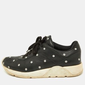 dior black leather polka dot low top sneakers size 41