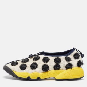 dior white/blue mesh sequins/beads embellished fusion sneakers size 36