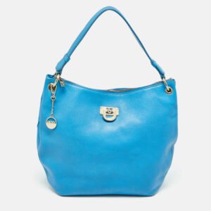 dkny blue leather hobo