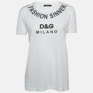 dolce & gabbana white logo print cotton jersey t-shirt s