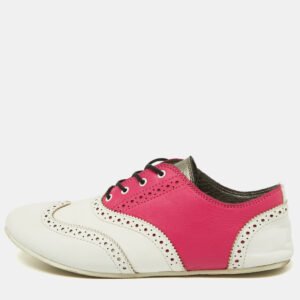 dolce & gabbana pink/white brogue leather oxford sneakers size 36