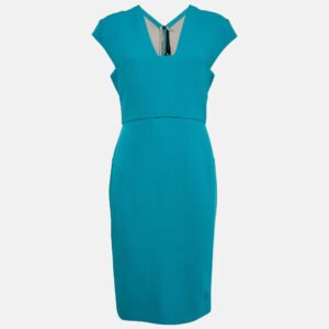 etro sea green double wool crepe sleeveless sheath dress l