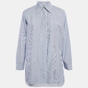 ganni blue striped cotton oversized shirt s