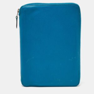 herm&egrave;s blue izmir epsom leather globe trotter zip agenda planner