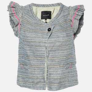 luxury-women-isabel-marant-used-clothes-p1002074-005.jpg isabel marant grey stripe linen flutter sleeve crop top xs