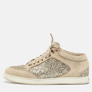 luxury-women-jimmy-choo-used-shoes-p1002803-010.jpg jimmy choo beige glitter and suede miami sneakers size 36