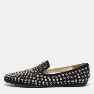 jimmy choo black suede wheel crystal studded smoking slippers size 35