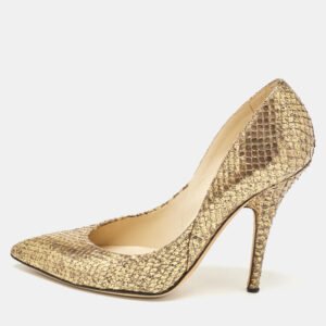 jimmy choo gold python leather abel pumps size 36