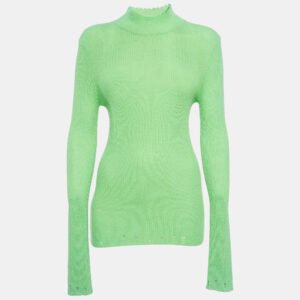 les r&ecirc;veries acid green cashmere turtleneck sweater m