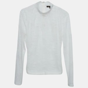 maje white floral lace semi sheer top s