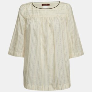 luxury-women-max-mara-used-clothes-p1002762-003.jpg max mara cream lurex stripe cotton blend blouse s