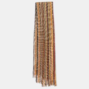 missoni brown sequin embellished striped wool knit stole