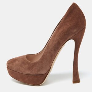 miu miu brown suede platform pumps size 35