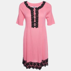 luxury-women-moschino-cheap-and-chic-used-clothes-p886851-001.jpg moschino cheap and chic pink cotton knit lace trim detail mini dress l