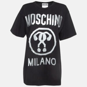 moschino couture black double question mark print cotton t-shirt m