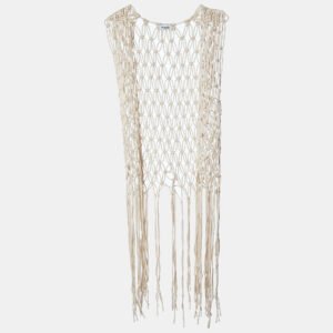 nanushka beige macrame cover up jacket s