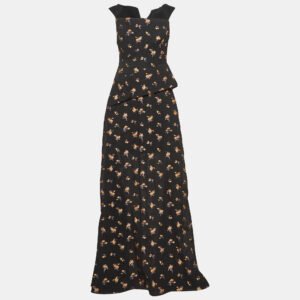 luxury-women-roland-mouret-used-clothes-p1003007-004.jpg roland mouret black floral textured silk blend off shoulder heddon gown m